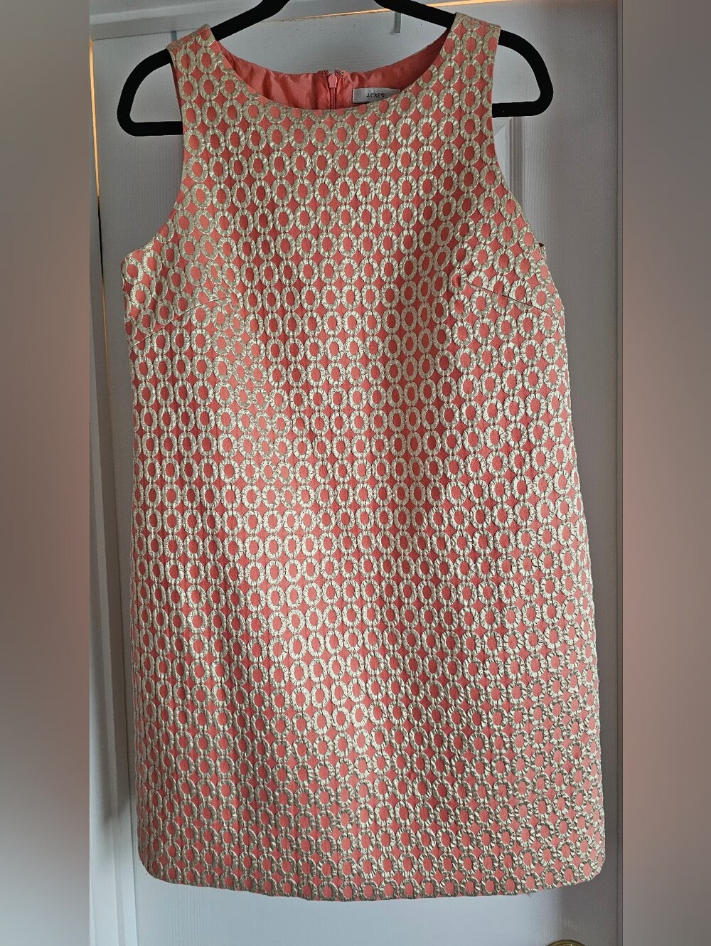 J. Crew Size 10 Coral And Metallic Gold Sheath Dress